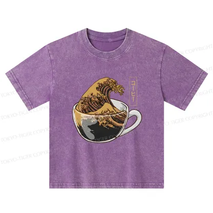 Tokyo-Tiger Coffee Wave Kids Washed T-Shirt