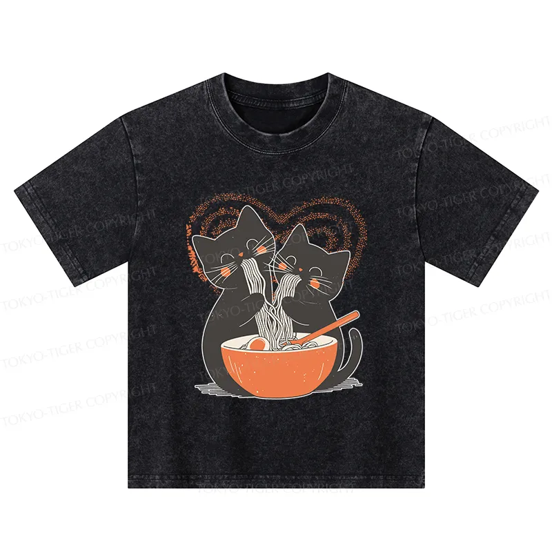 Tokyo-Tiger Let's Eat Ramen Together Kids Washed T-Shirt