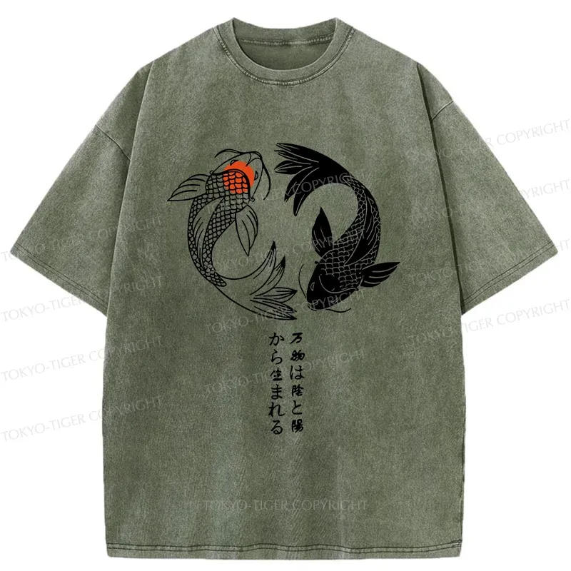 Tokyo-Tiger Japanese Lucky Fish Washed T-Shirt
