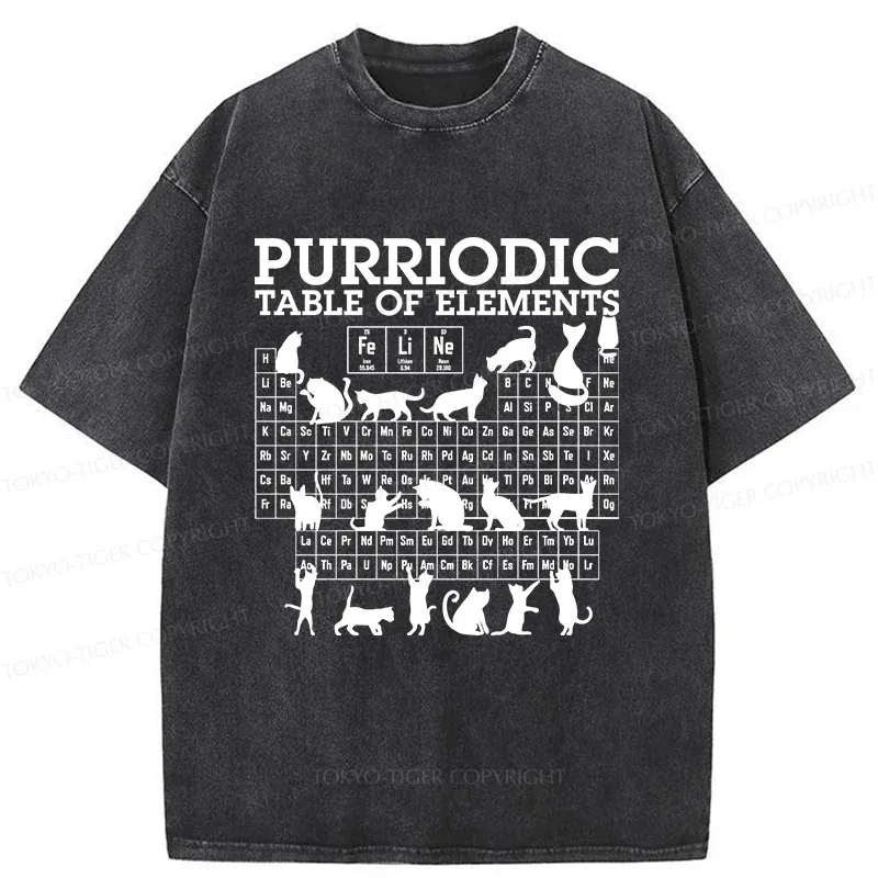 Tokyo-Tiger Cat's Periodic Table Washed T-Shirt