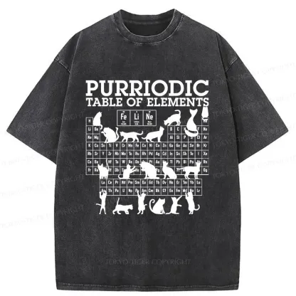 Tokyo-Tiger Cat's Periodic Table Washed T-Shirt