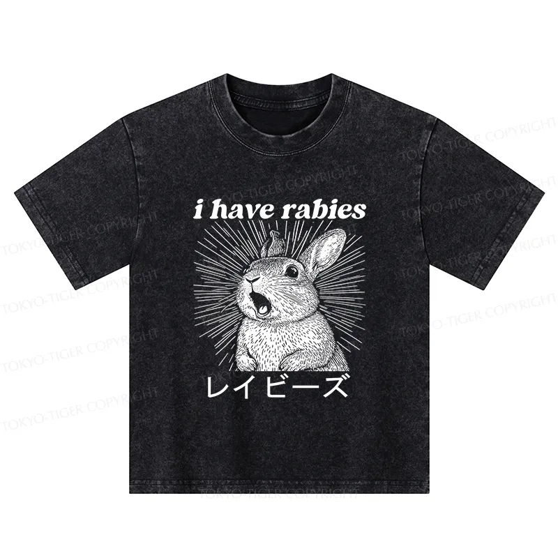 Tokyo-Tiger Funny Rabbit Kids Washed T-Shirt