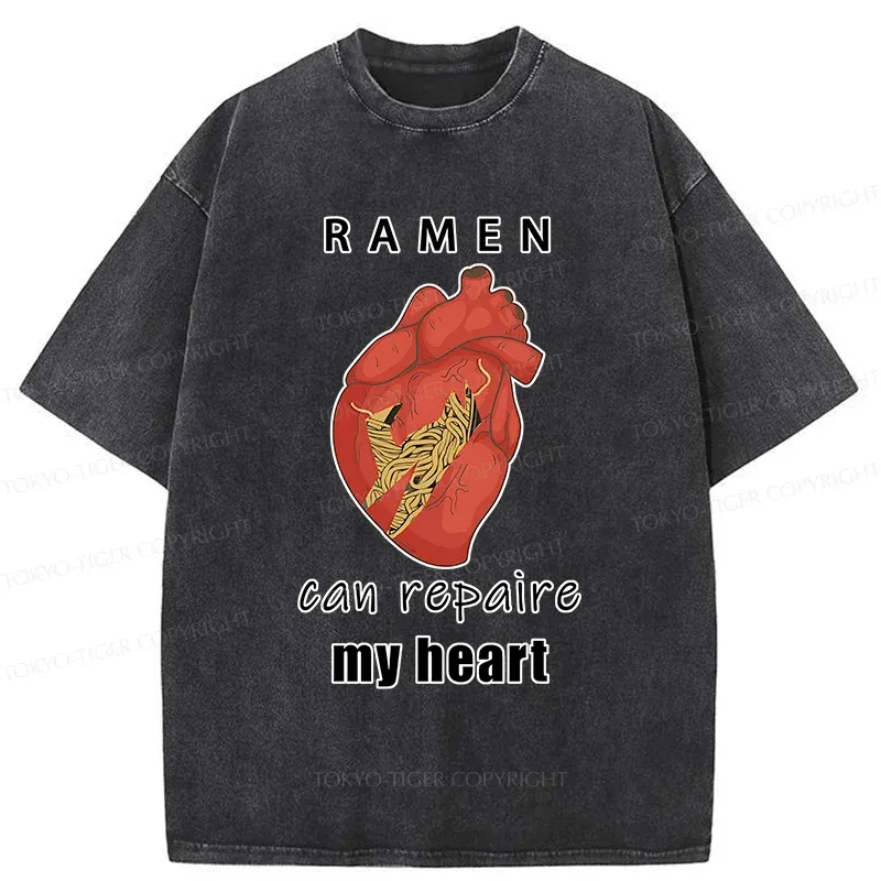 Tokyo-Tiger Ramen Mend My Heart Washed T-Shirt