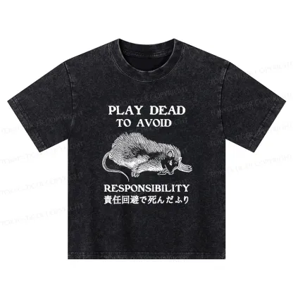 Tokyo-Tiger Play Dead To Avoid Responsibility Kids Washed T-Shirt