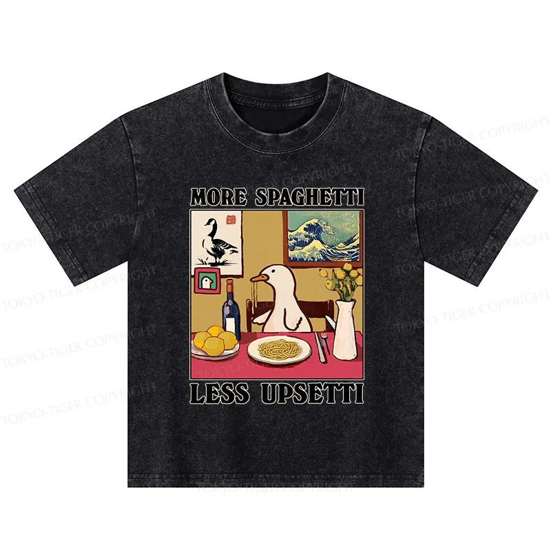 Tokyo-Tiger More Spaghetti Less Upsetti Goose Kids Washed T-Shirt