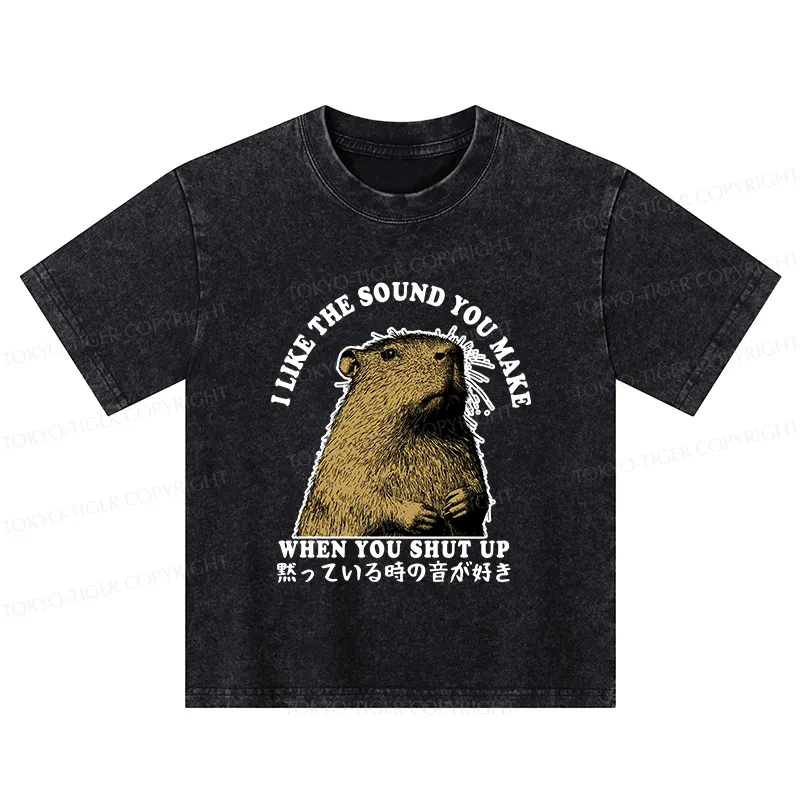 Tokyo-Tiger I Like The Sound Of Silence Kids Washed T-Shirt