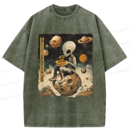 Tokyo-Tiger Ramen Delivery To An Alien Planet Washed T-Shirt