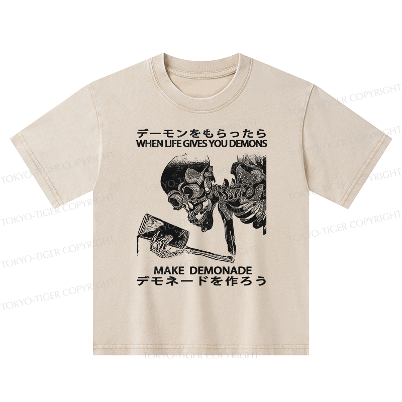 Tokyo-Tiger Make Demonade Funny Kids Washed T-Shirt