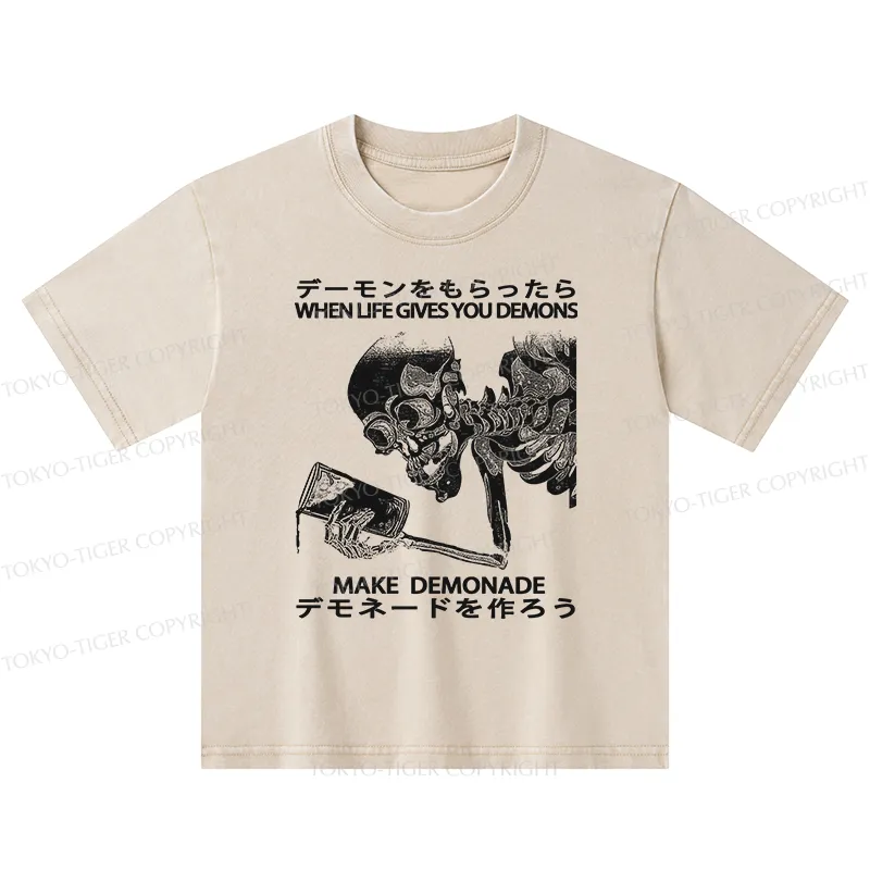 Tokyo-Tiger Make Demonade Funny Kids Washed T-Shirt