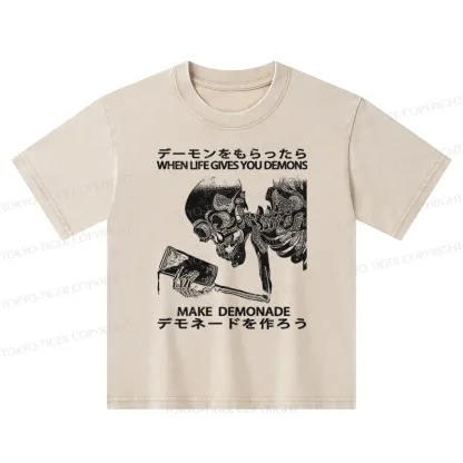 Tokyo-Tiger Make Demonade Funny Kids Washed T-Shirt