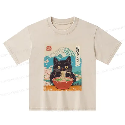 Tokyo-Tiger Please Give Cat A Discount Kids Washed T-Shirt