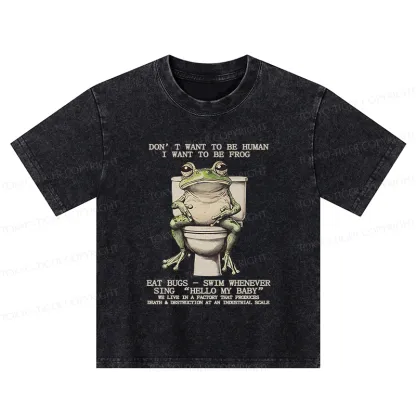 Tokyo-Tiger I Just Want To Be A Frog Kids Washed T-Shirt