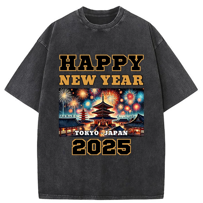 Tokyo-Tiger Happy New Year 2025 Washed T-Shirt