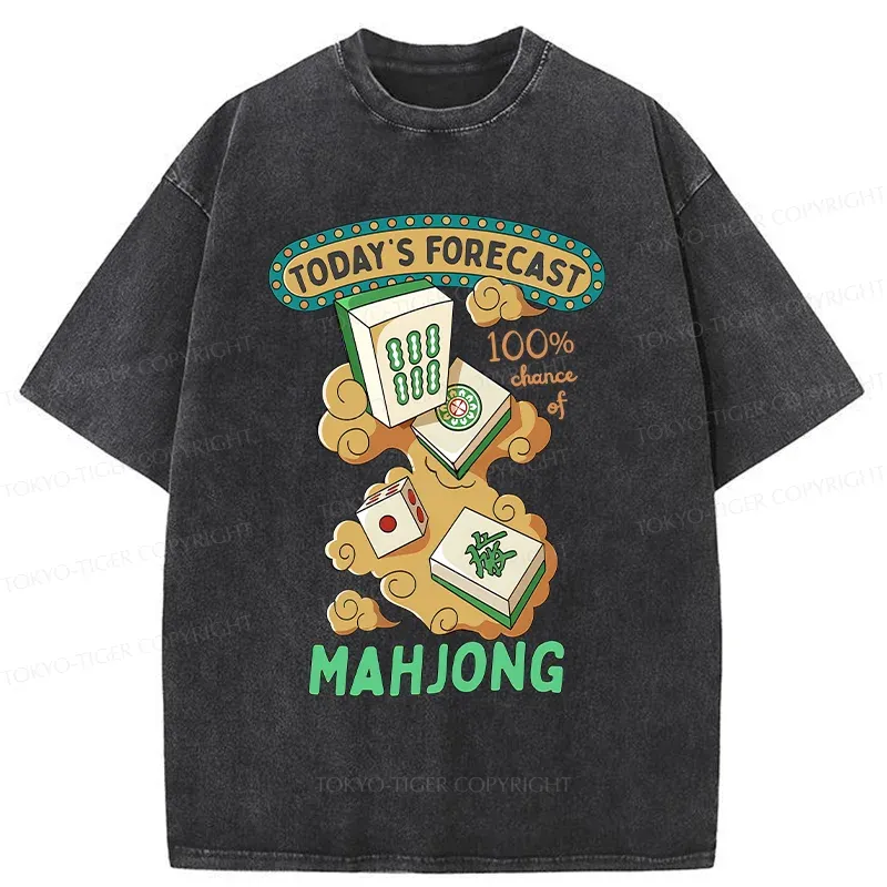 Tokyo-Tiger Fun Mahjong Washed T-Shirt