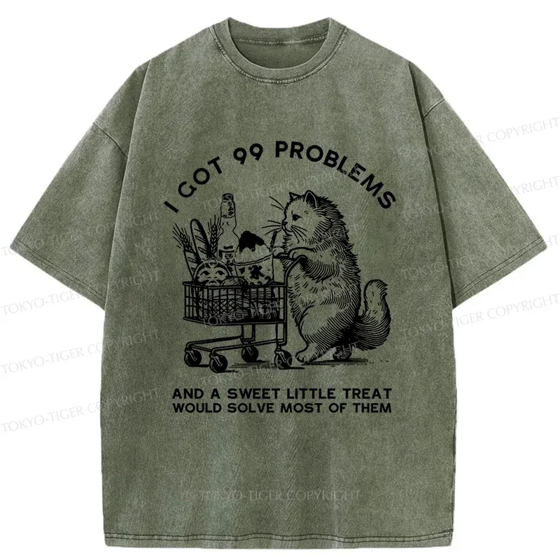 Tokyo-Tiger Cat In Need Of A Snack Washed T-Shirt