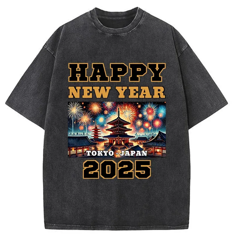 Tokyo-Tiger Happy New Year 2025 Washed T-Shirt