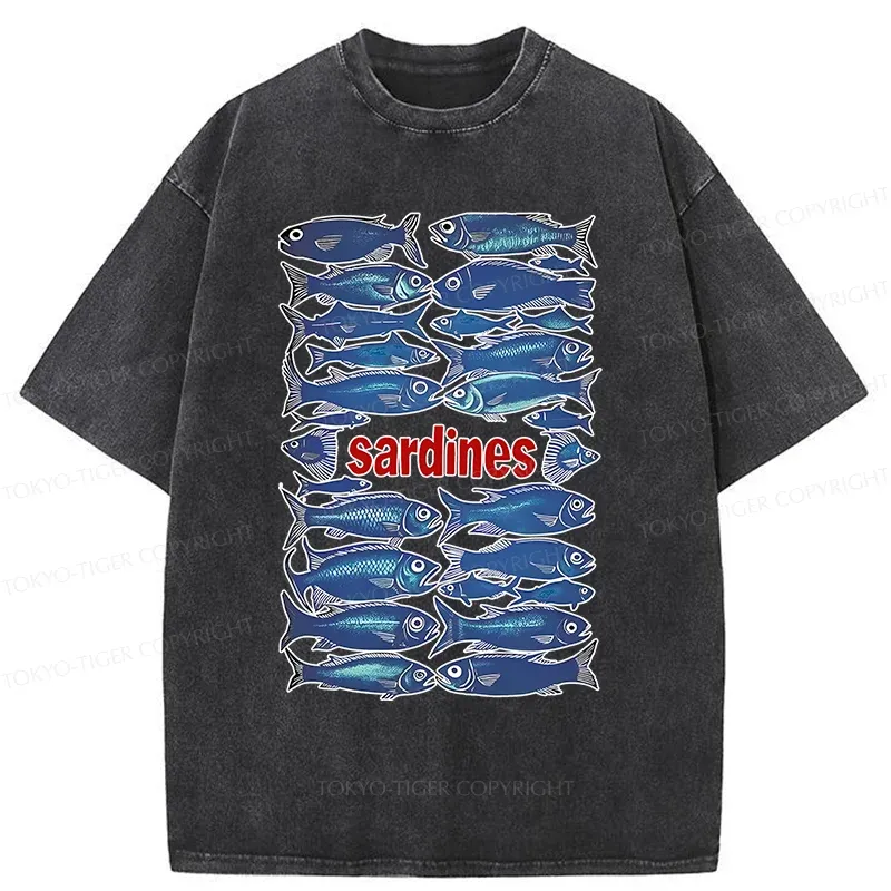 Tokyo-Tiger Japan Sardines Washed T-Shirt