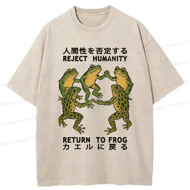 Tokyo-Tiger Back To Frog Funny Washed T-Shirt