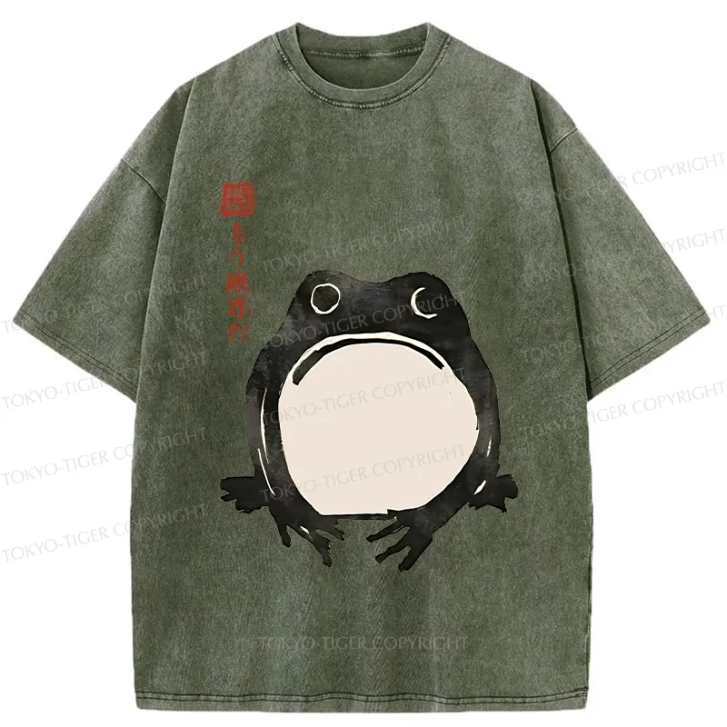 Tokyo-Tiger Retro Frog Japan Washed T-Shirt