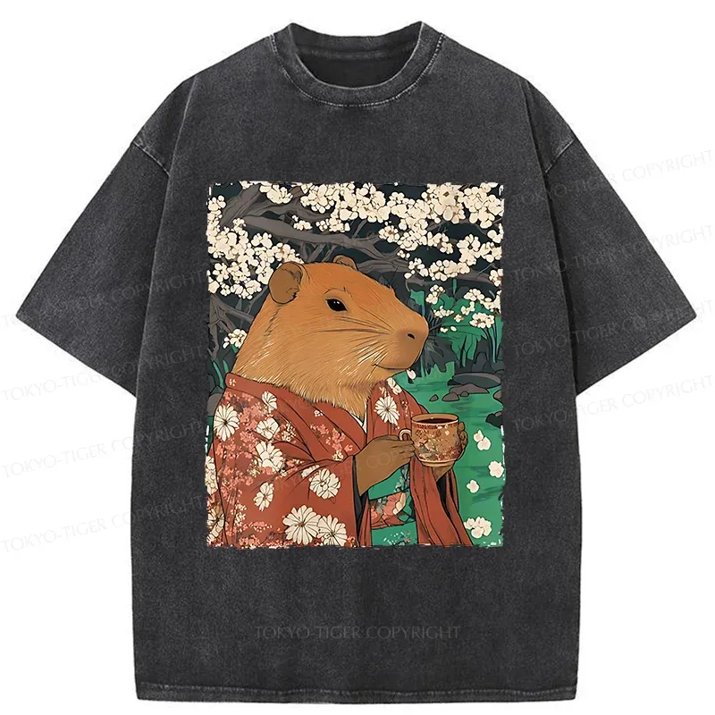 Tokyo-Tiger Japanese Capybara Washed T-Shirt