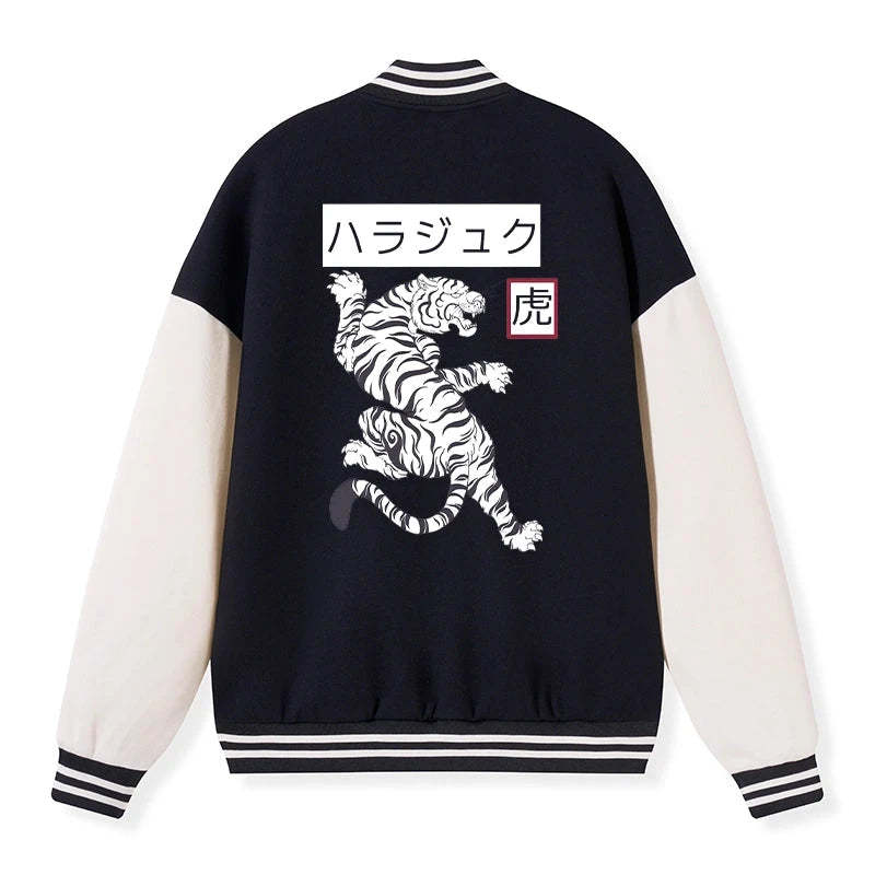 Tokyo-Tiger White Tiger Embroidery Varsity Jacket Sale
