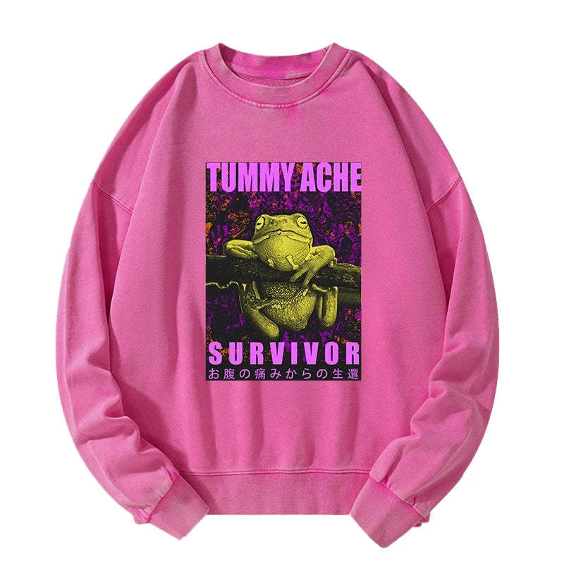 Tokyo-Tiger A Frog With Stomachache Washed Sweatshirt