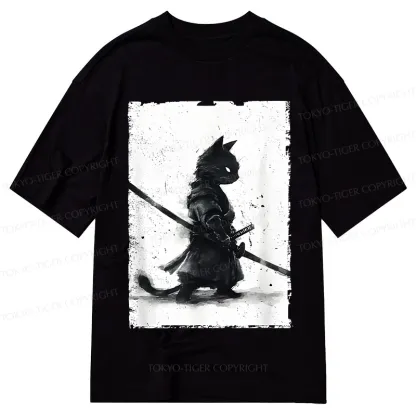 Tokyo-Tiger Retro Cat Samurai Japanese Classic T-Shirt