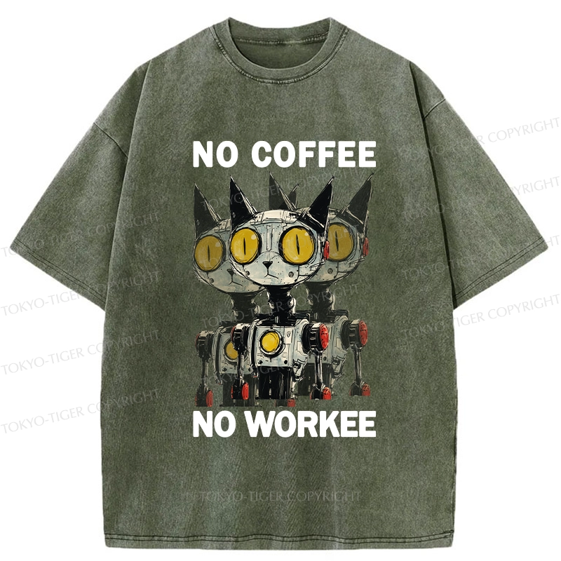 Tokyo-Tiger No Coffee No Workee Washed T-Shirt