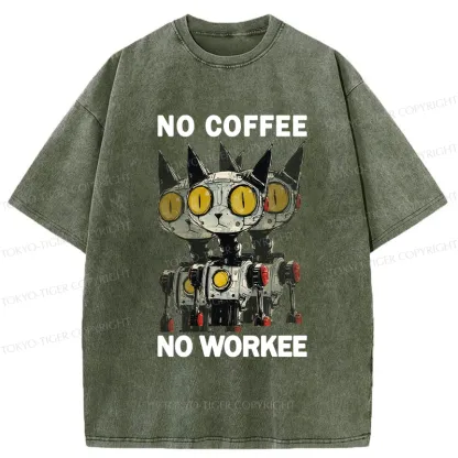 Tokyo-Tiger No Coffee No Workee Washed T-Shirt