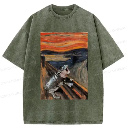Tokyo-Tiger The Scream Moo Deng Washed T-Shirt