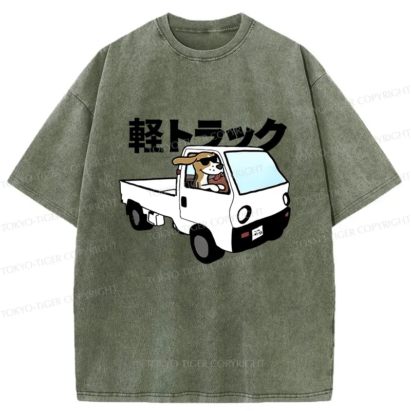 Tokyo-Tiger Beagle Driving A Car Washed T-Shirt