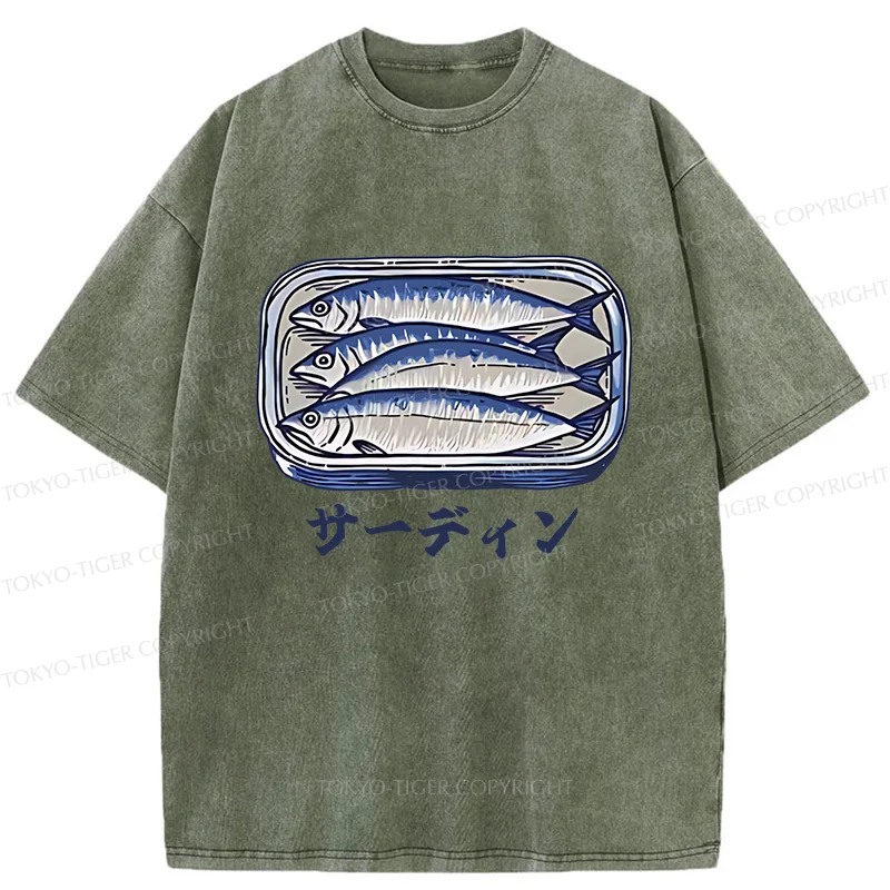 Tokyo-Tiger Sardines Can Vintage Washed T-Shirt