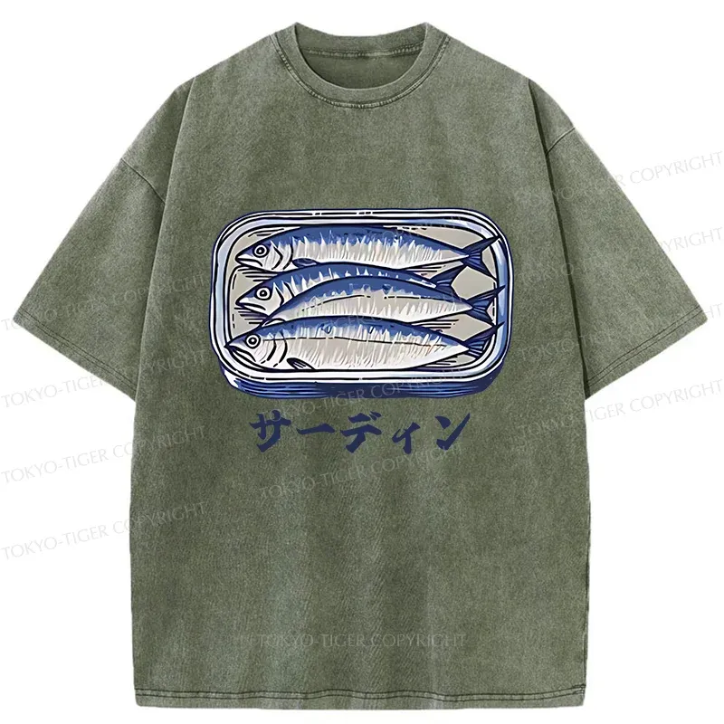 Tokyo-Tiger Sardines Can Vintage Washed T-Shirt