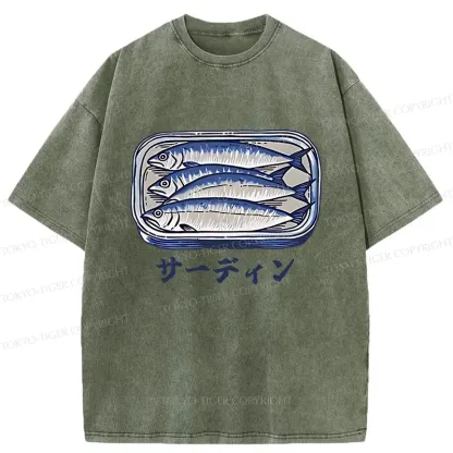 Tokyo-Tiger Sardines Can Vintage Washed T-Shirt