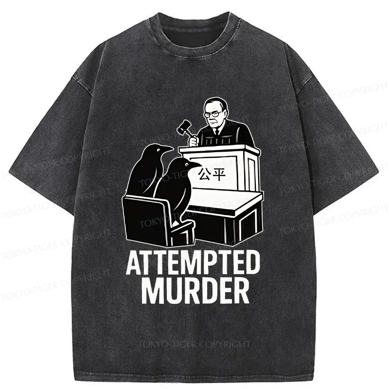 Tokyo-Tiger Attempted Murder Funny Washed T-Shirt