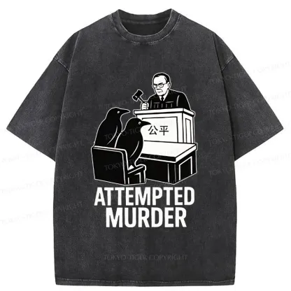 Tokyo-Tiger Attempted Murder Funny Washed T-Shirt