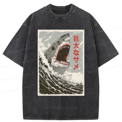 Tokyo-Tiger Huge Shark Washed T-Shirt