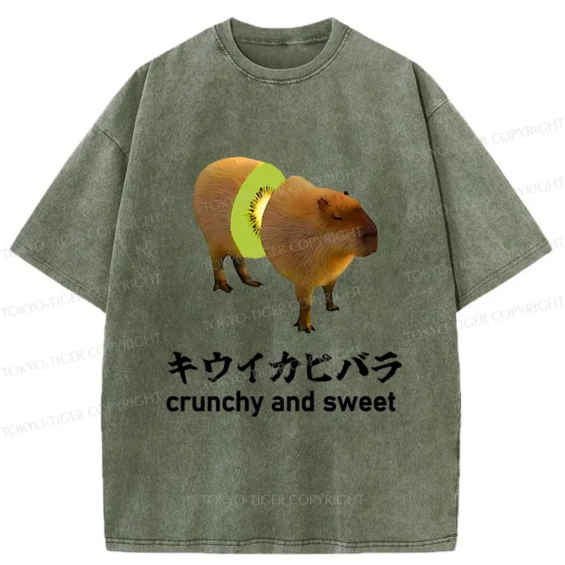 Tokyo-Tiger Kiwi Capybara Washed T-Shirt