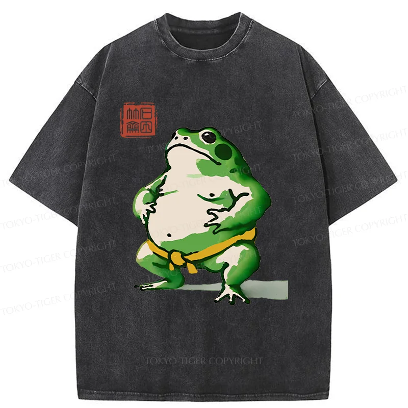Tokyo-Tiger Frog Sumo Wrestler Washed T-Shirt