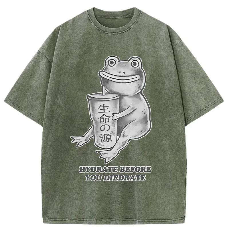 Tokyo-Tiger Hydrate Before You Diedrate Washed T-Shirt