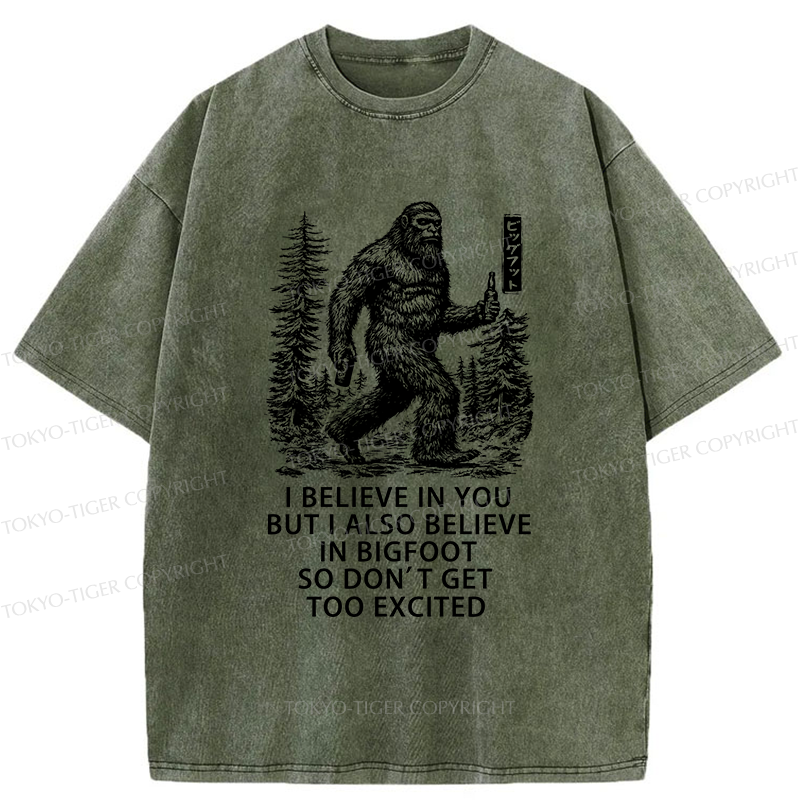 Tokyo-Tiger Bigfoot Walking In The Forest Washed T-Shirt