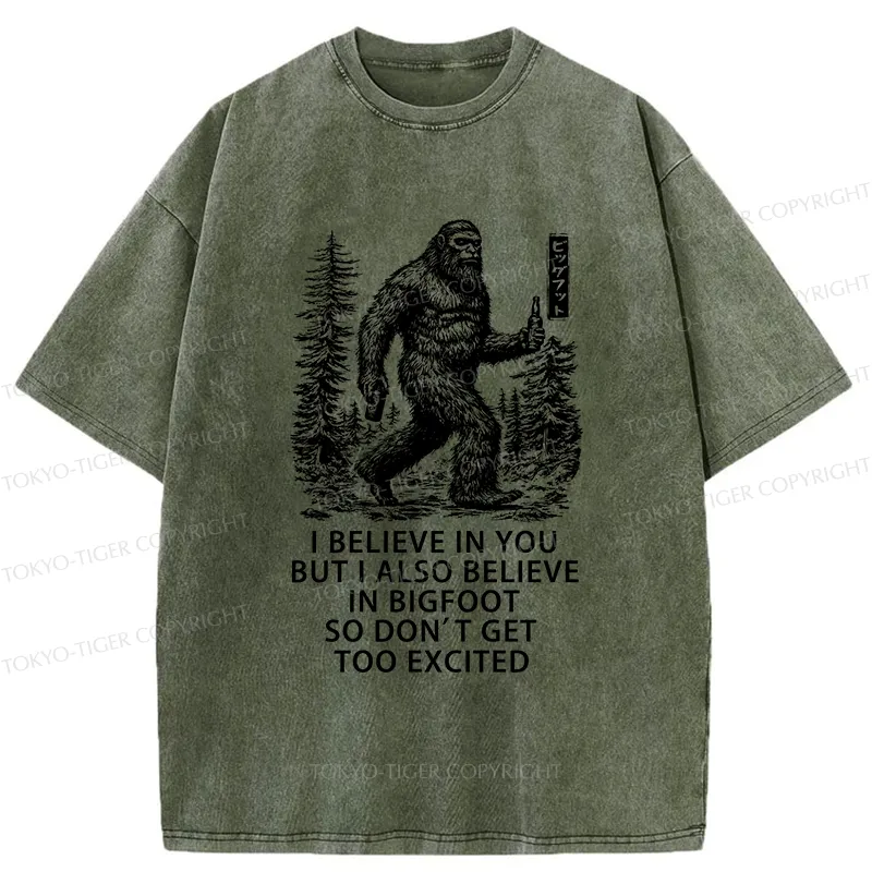 Tokyo-Tiger Bigfoot Walking In The Forest Washed T-Shirt