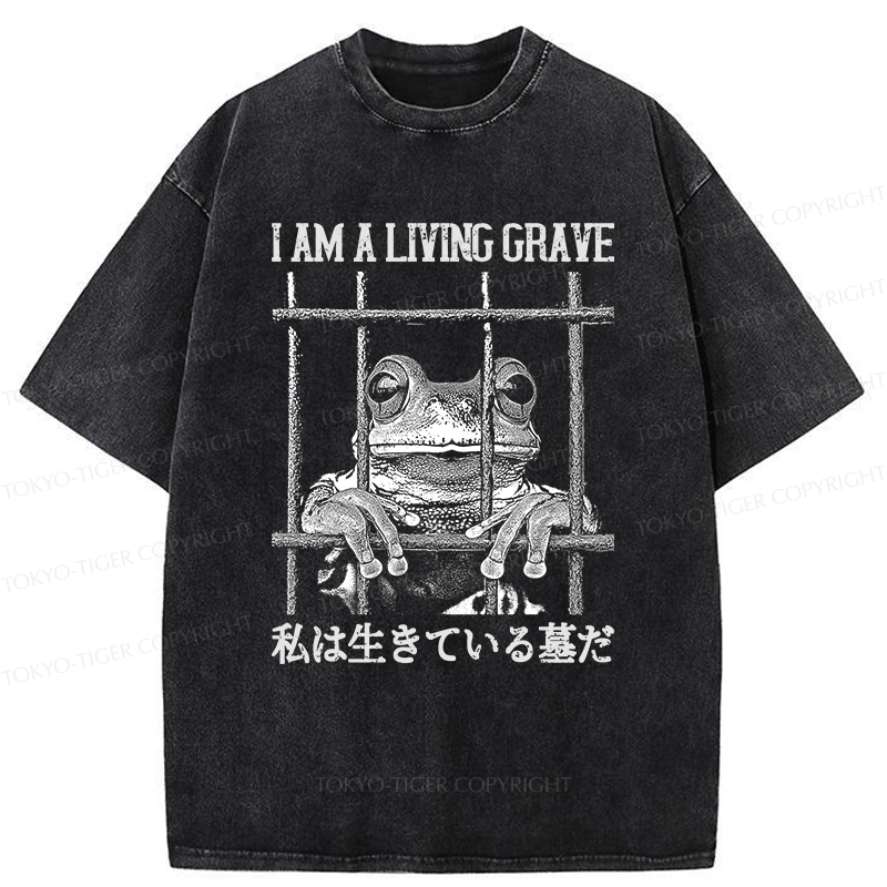 Tokyo-Tiger Funny Frog In Cage Washed T-Shirt