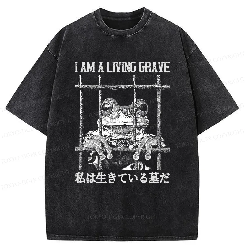 Tokyo-Tiger Funny Frog In Cage Washed T-Shirt Sale