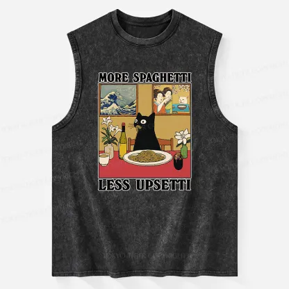 Tokyo-Tiger Cat Eating Pasta Washed Tank