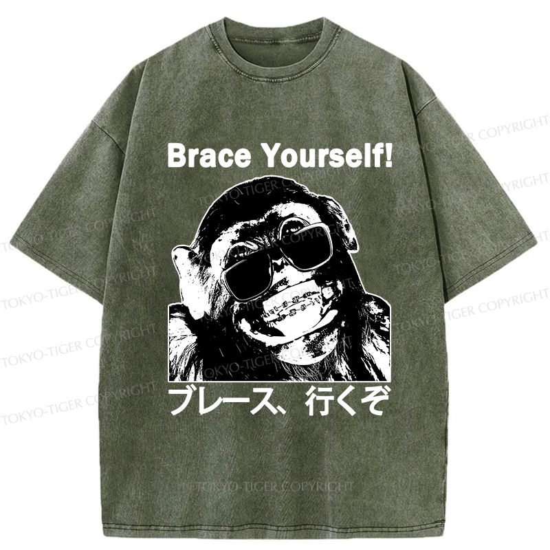 Tokyo-Tiger Brace Yourself Washed T-Shirt