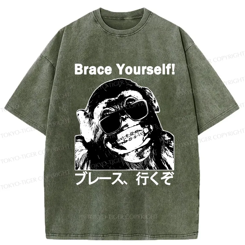 Tokyo-Tiger Brace Yourself Washed T-Shirt