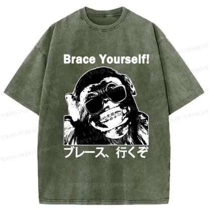 Tokyo-Tiger Brace Yourself Washed T-Shirt