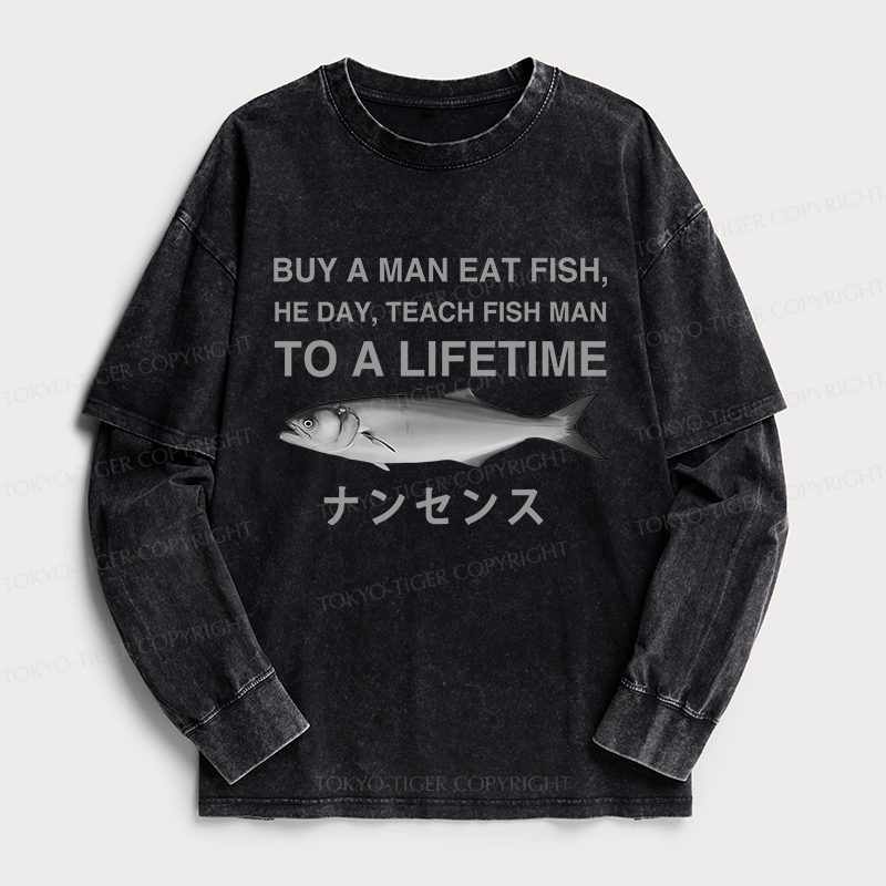 Tokyo-Tiger Funny To A Lifetime Washed Double Layer T-Shirt