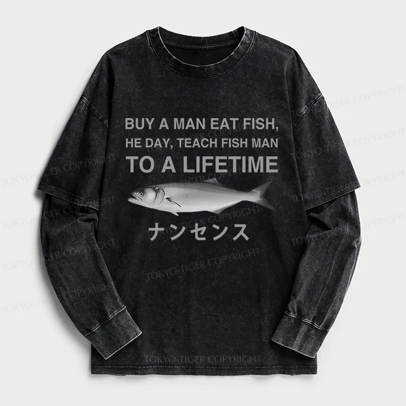 Tokyo-Tiger Funny To A Lifetime Washed Double Layer T-Shirt